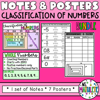 Preview of NOTES AND POSTERS BUNDLE:  Classification of Numbers