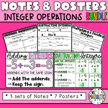 Preview of NOTES AND POSTERS BUNDLE:  Integer Operations