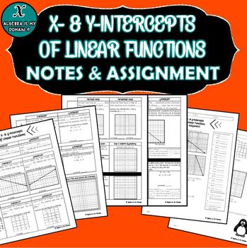 Preview of NOTES & ASSIGNMENT - ALGEBRA - X- & Y-Intercepts