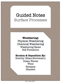 Preview of NOTES BUNDLE - Surface Processes *EDITABLE* w/ PowerPoint!