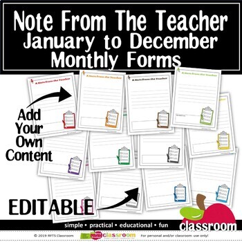 Preview of EDITABLE NOTES FROM THE TEACHER TEMPLATES in POWERPOINT