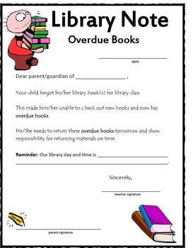 Preview of NOTES: Library Overdue Letter Home