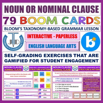 Preview of NOUN CLAUSE OR NOMINAL CLAUSE - 79 BOOM CARDS