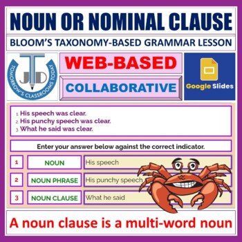 Preview of NOUN CLAUSE OR NOMINAL CLAUSE - GOOGLE SLIDES