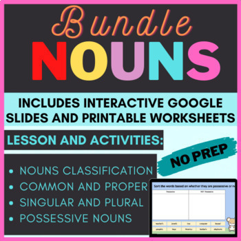 Preview of NOUNS BUNDLE | Interactive Google Slides, PowerPoint and PDF | NO PREP
