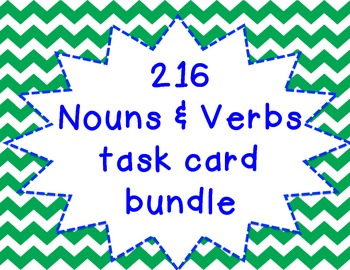 Preview of NOUNS and VERBS task card bundle- 216 task cards!