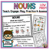 NOUNS lesson Worksheets | Activity | Game | Anchor Chart |