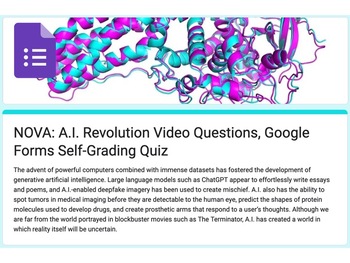Preview of NOVA: A.I. Revolution Video Questions, Google Forms Self-Grading Quiz