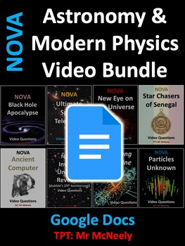 Preview of NOVA Astronomy & Modern Physics Video Questions Worksheets Google Docs Bundle