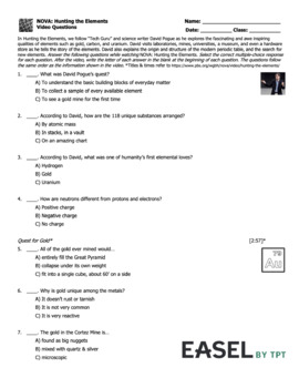 Nova Hunt For The Elements Worksheets Teaching Resources Tpt