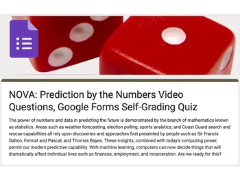 Preview of NOVA: Prediction by the Numbers Video Questions, Google Forms Self-Grading Quiz