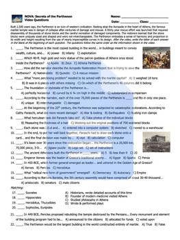 Preview of NOVA: Secrets of the Parthenon Video Questions Worksheet, Google Doc