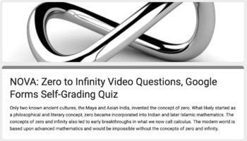 Preview of NOVA: Zero to Infinity Video Questions, Google Forms Self-Grading Quiz