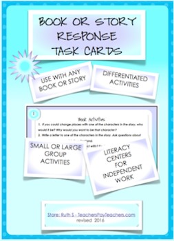 Preview of Book or Story Response Task Cards