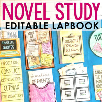 Preview of NOVEL UNIT STUDY Lapbook | Book Report Project | EDITABLE Activity 
