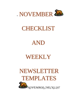 Preview of NOVEMBER CHECKLIST AND WEEKLY NEWSLETTER TEMPLATES