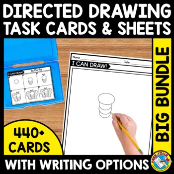 Preview of JUNE DAILY DIRECTED DRAWING STEP BY STEP TASK CARDS WITH WRITING WORSHEETS