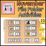 NOVEMBER File Folder Activities | Thanksgiving | Math, ELA