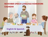 NOVEMBER Homework Calendar- Bilingual English & Spanish