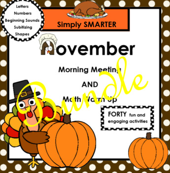 Preview of NOVEMBER MORNING MEETING AND MATH WARM UP BUNDLE