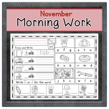 Preview of NOVEMBER  Morning Work | Digital Display Options | KG & 1st Grade