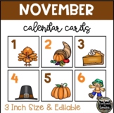 NOVEMBER Thanksgiving/Fall Calendar Cards (3 INCH)