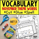 NOVEMBER Vocabulary and Fine Motor MONTHLY Worksheets For 