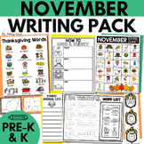 NOVEMBER Writing Center Worksheets for Pre-K and Kindergar