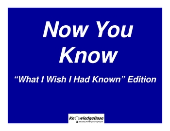 Preview of NOW YOU KNOW WIWIHK Edition (Mentoring, Mediation, Problem Solving)