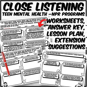 Preview of Teen Mental Health - NPR Close Listening Exercises | 5 Lessons