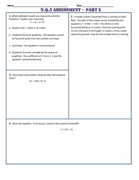 Preview of N.Q.3 Part 2 Common Core Assessment/Test