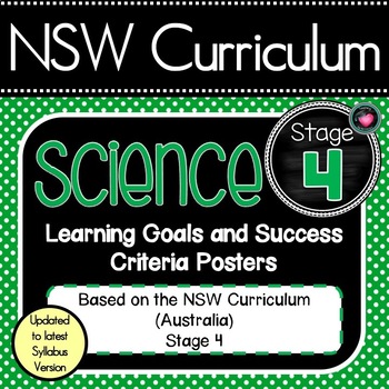 Preview of NSW CURRICULUM STAGE 4 Science Learning Goals & Success Criteria Posters