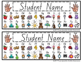 nsw foundation font alphabet desk strips with number line student name