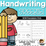 NSW Foundation Font Handwriting Practice Sheets Letter Aa FREEBIE