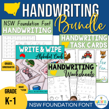 Preview of NSW Foundation Handwriting Worksheets, Tracing CVC Cards, Alphabet Set Bundle
