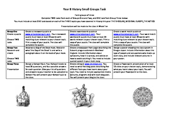 Preview of NSW History Stage 4 Year 8 Research Task Shogun Medieval Aztec Revision