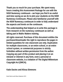 Preview of NSW Numeracy Continuum Assessment Package K-6