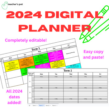 Preview of NSW Secondary School 2024 Yearly Digital Planner