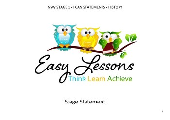 Preview of NSW Syllabus - History - Stage 1 - I can statements