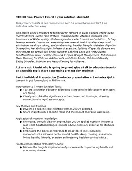 Preview of NTR100 Final Project: Educate your nutrition students!