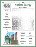 NUCLEAR ENERGY / POWER  Word Search Puzzle Worksheet Activity