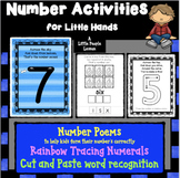 NUMBER ACTIVITIES FOR LITTLE HANDS: Worksheets, cut & past