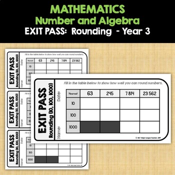 Preview of NUMBER AND ALGEBRA:  Rounding to nearest 10, 100, 1000 EXIT PASS