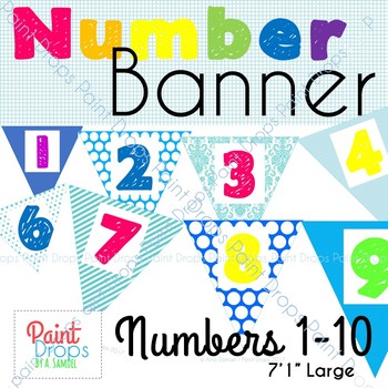 number banner 1 10 large number posters for classroom decor by paint drops