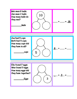NUMBER BONDS 10 Word Problem Math Station by D Hodgson | TpT