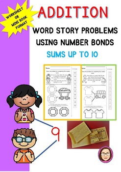 Preview of NUMBER BONDS ADDITION STORIES SUMS UP TO 10