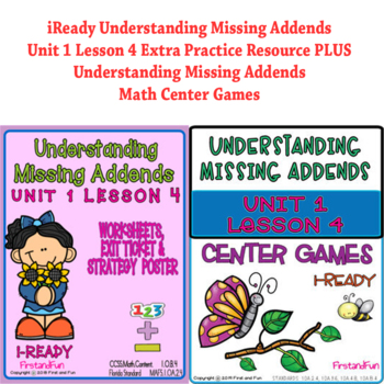 Preview of NUMBER BONDS MISSING ADDENDS iREADY MATH CENTERS AND WORKSHEETS BUNDLE 1st Grade
