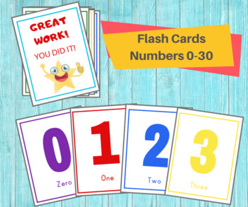 LARGE NUMBER PRE-SCHOOL COUNTING/ COLOURS FLASH CARDS AVAILABLE AS A4 SIZE 