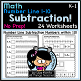 Math | SUBTRACTION Number Line (1-10) | NO PREP Worksheets