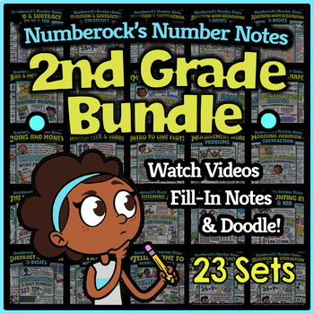 Preview of NUMBER NOTES | 2nd Grade Math Doodling | Note-Taking & Coloring Activity Bundle